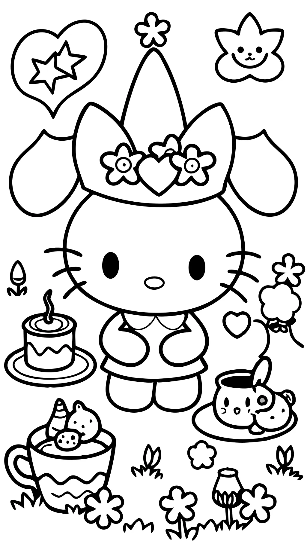 printable my melody and kuromi coloring pages